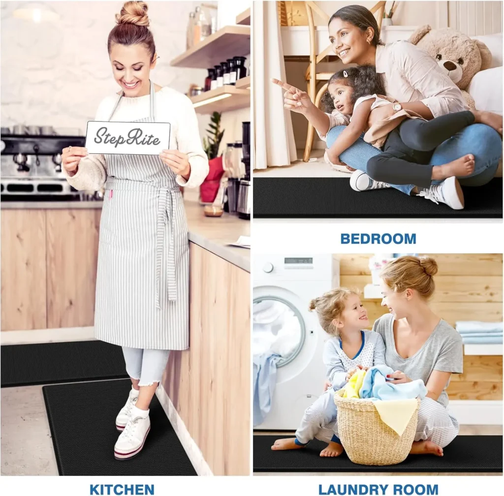Ergonomic anti-fatigue kitchen mat providing back pain relief for home cooks